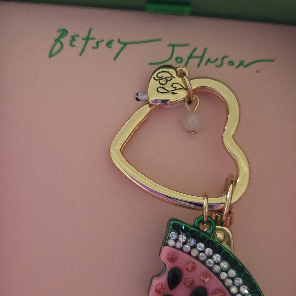 Betsey Johnson Watermelon Keychain/Bag Charm with Heart Clasp - Picture 3 of 4